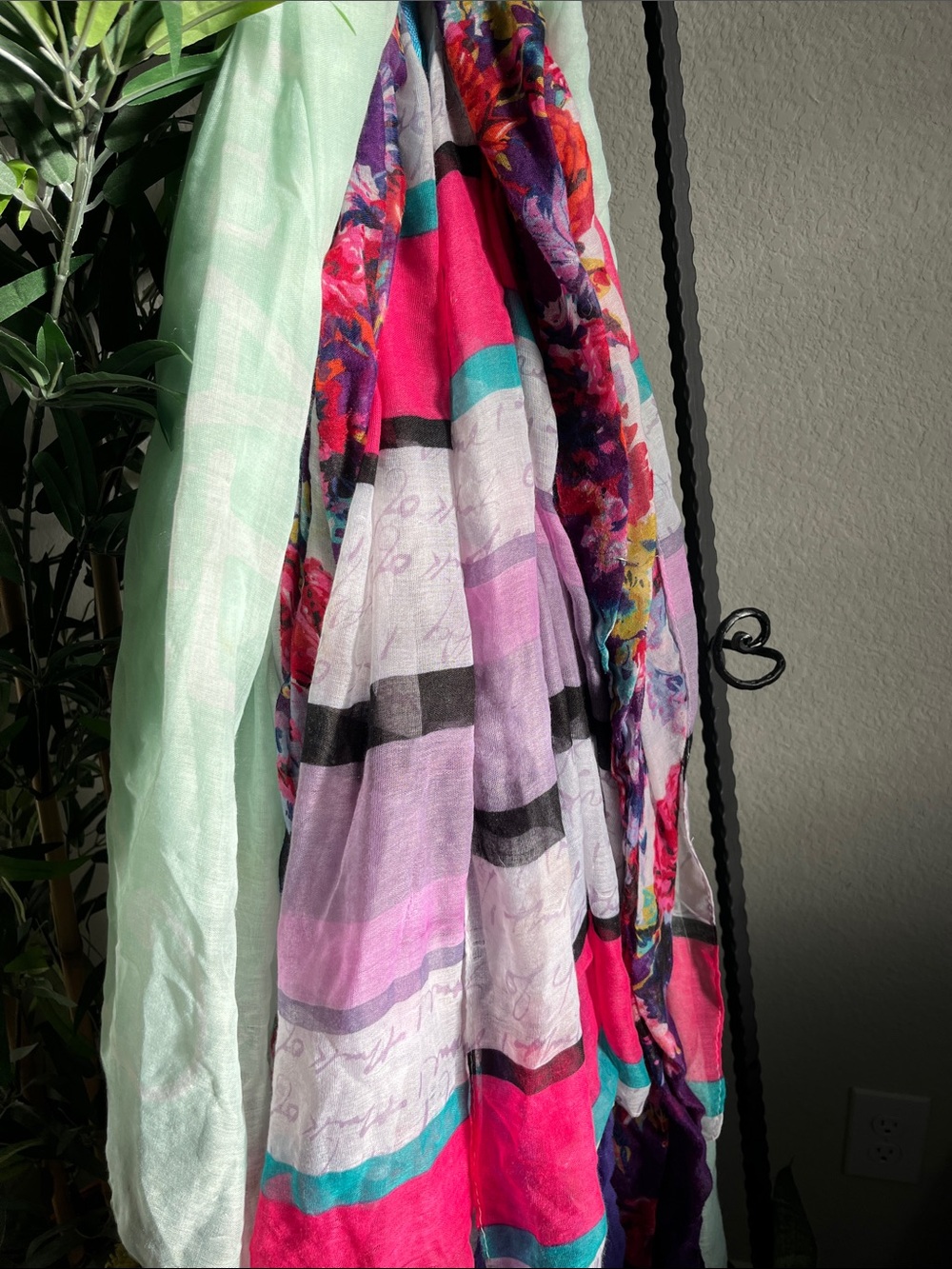Multicolor Cotton Blend Women’s Scarves Pink, Lavender, Mint, Floral 7pieces $10